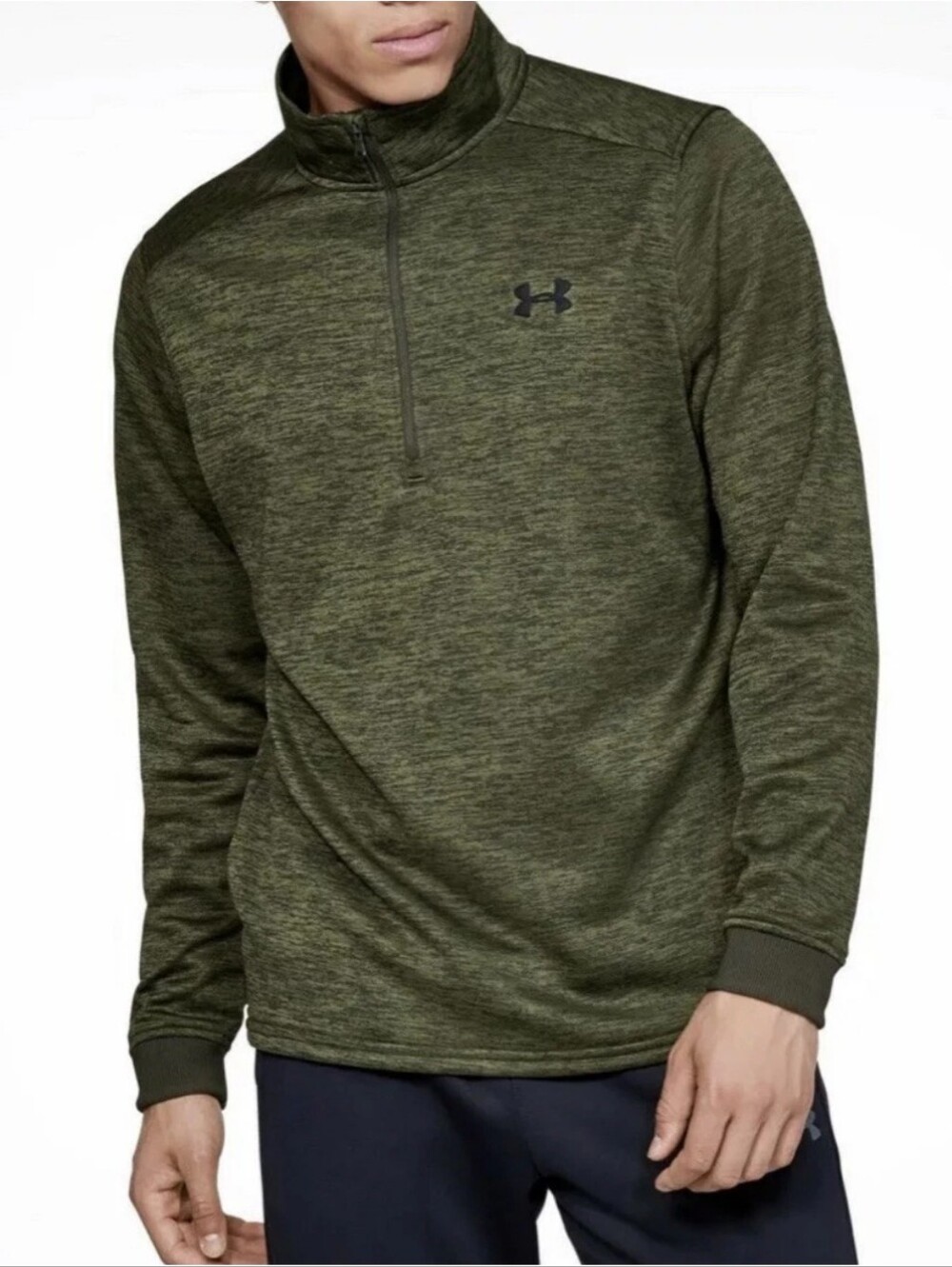Under Armour 1/4 Zip Fleece Pullover Mens XL Green Heather Performance Coldgear
